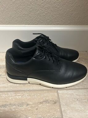 Cole Haan Black Leather Derby Shoes with White Sole